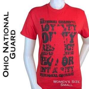 Ohio National Guard Womens Graphic Tee T-Shirt Small Red Cotton Short Sleeve